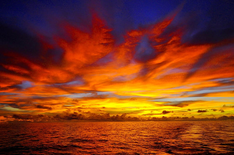 1080P free download | FLAMING SKY, naure, sunset, sky, sea, HD ...