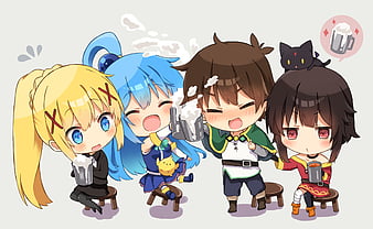 Download Follow the adventures of Kazuma, Aqua and the rest of the Konosuba  gang. Wallpaper