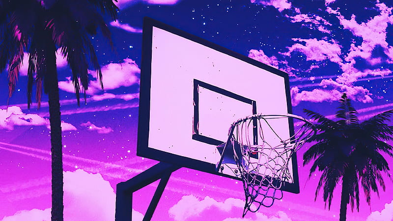 Basketball Court , basketball, artist, artwork, digital-art, pink, HD wallpaper