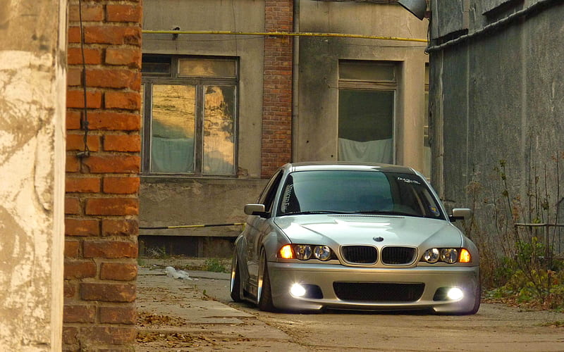 BMW M3, tuning, E46, stance, BMW 3-series, low rider, silver m3, BMW, HD wallpaper