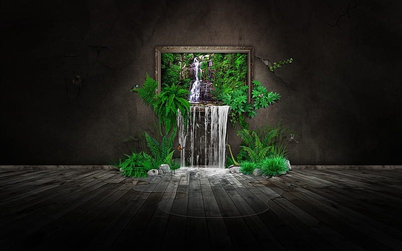 Livingroom Jungle, fantasy, 3d, green, jungle, black, room, abstract, HD  wallpaper | Peakpx