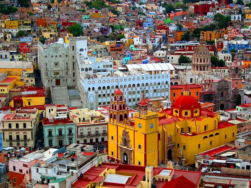 House, Colors, Town, Mexico, , Guanajuato, HD wallpaper