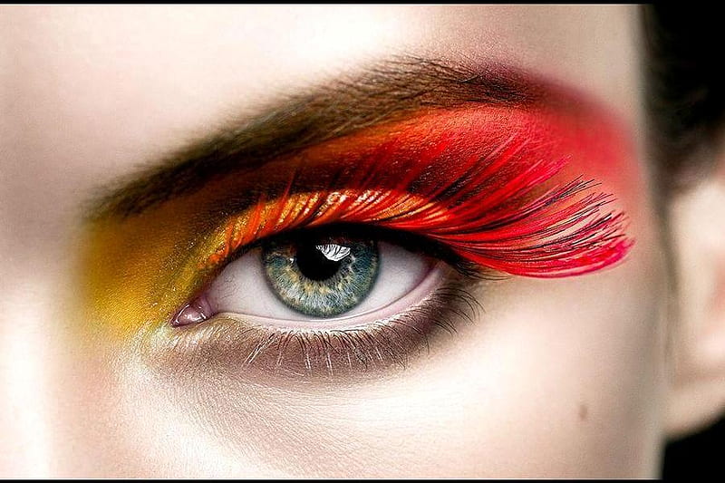 EYE...!!!, make up, red, female, girl, eye, eyes, sexy, gorgeous, HD wallpaper