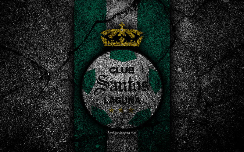 Santos Laguna FC, logo, Liga MX, football, soccer, Primera Division, black stone, Mexico, Santos Laguna, asphalt texture, football club, FC Santos Laguna, HD wallpaper