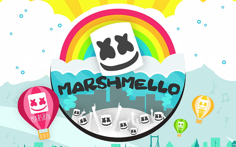 DJ Marshmello, fan art, superstars, creative, Christopher Comstock, american DJ, Marshmello, Cartoon Marshmello, music stars, abstract art, DJs, HD wallpaper