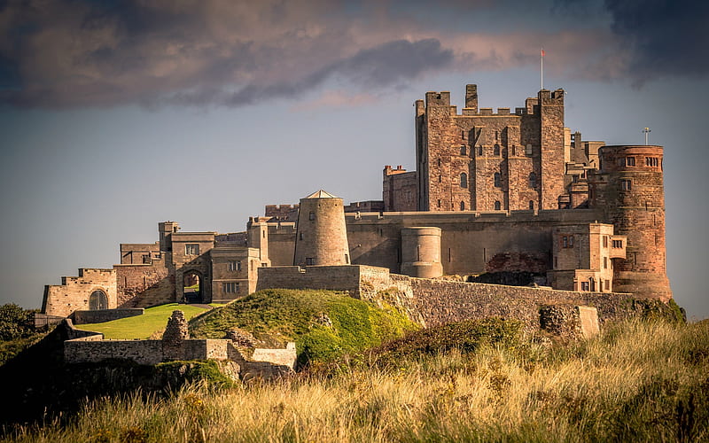 Bamburgh Castle, Northumberland, England, architecture, medieval, castle, england, HD wallpaper