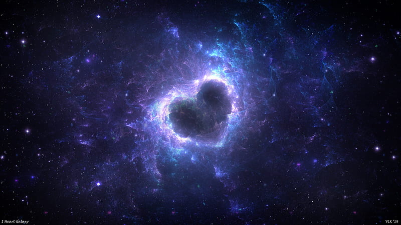 blue nebula, heart shape, galaxy, universe, stars, Space, HD wallpaper