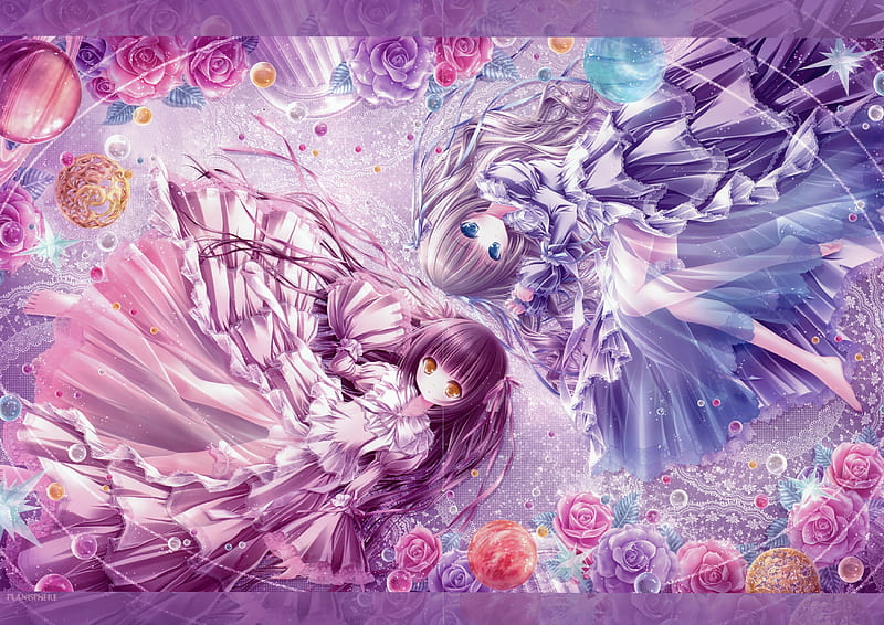 :), rose, girl, anime, flower, manga, pink, tinkle, HD wallpaper