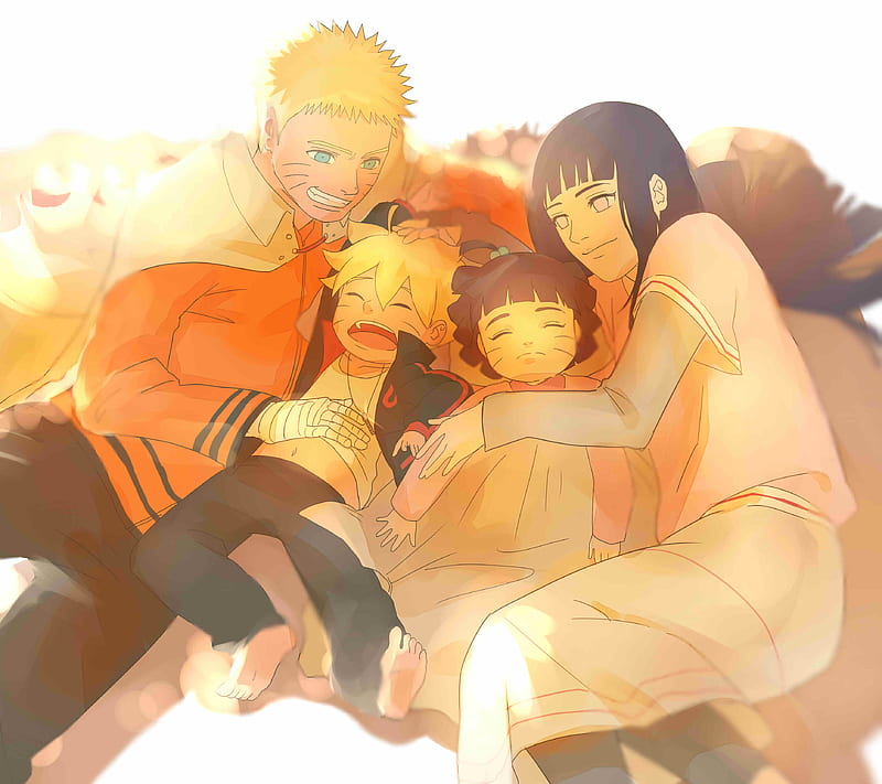 Naruto and Hinata, family, happiness, peaceful, HD wallpaper