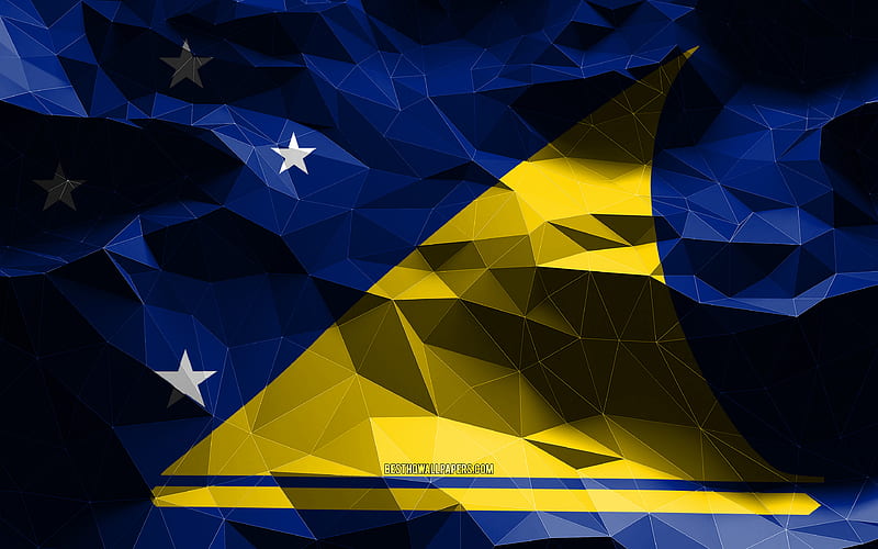 Tokelau flag, low poly art, Oceanian countries, national symbols, Flag of Tokelau, 3D flags, Tokelau, Oceania, Tokelau 3D flag, HD wallpaper