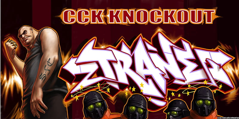 CCK Knockout Marc Ecko Getting Up, stars, fighting, security, marc ecko getting up, lighting, knockout, graffiti, fist, gangs, murals, police, things, HD wallpaper