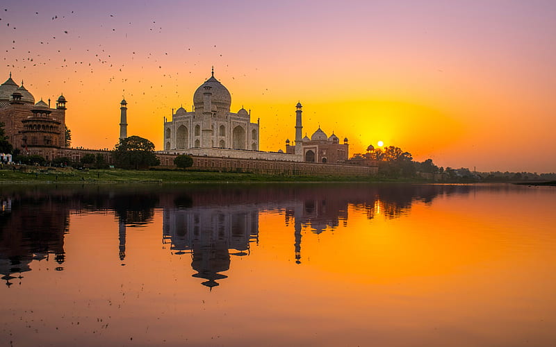 Taj Mahal, Agra, evening, sunset, landmark, Uttar Pradesh, India, Crown of the Palace, Mughal architecture, HD wallpaper