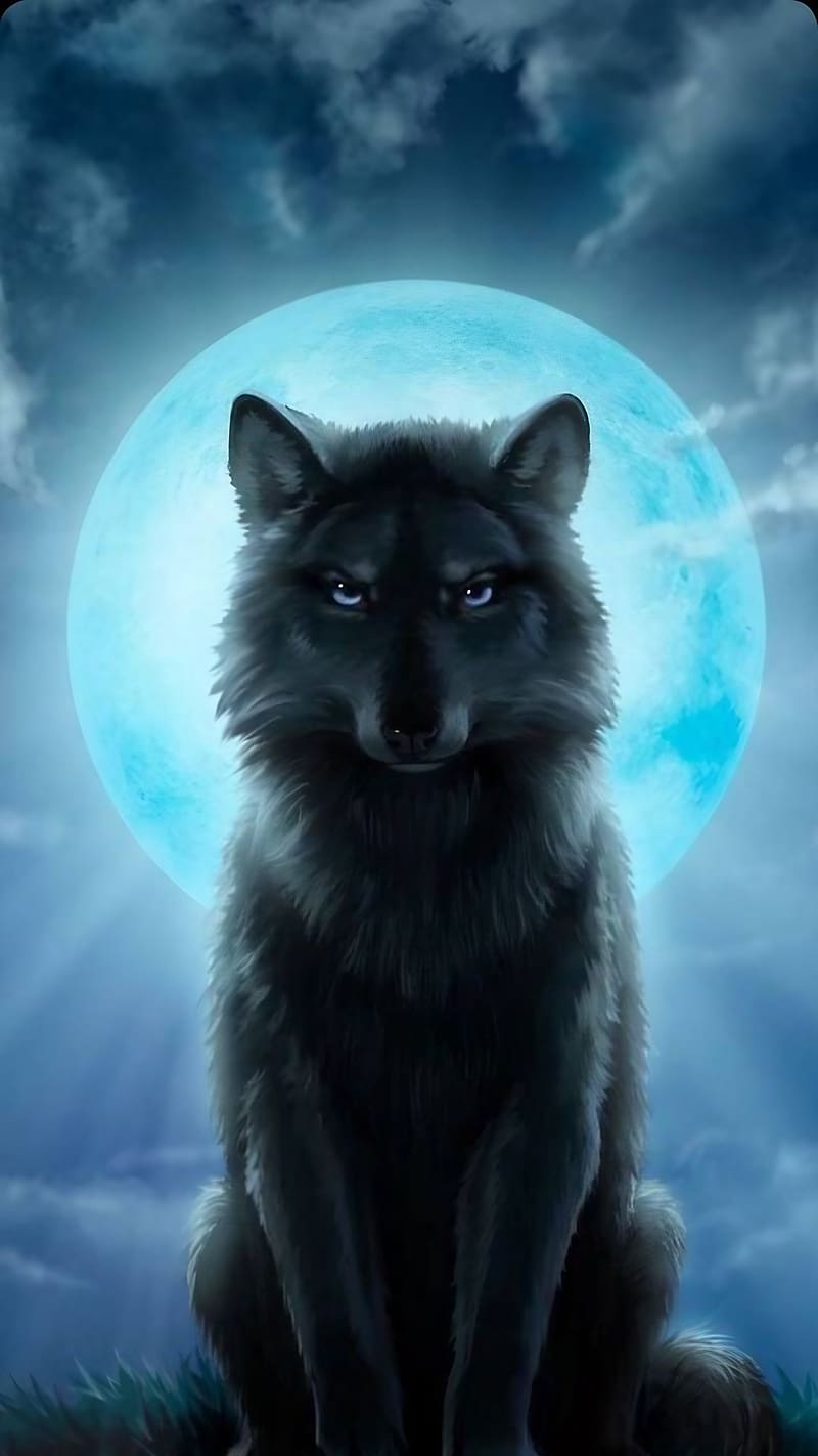 Sabse Khatarnak, Luna azul wolf, wolf, HD phone wallpaper