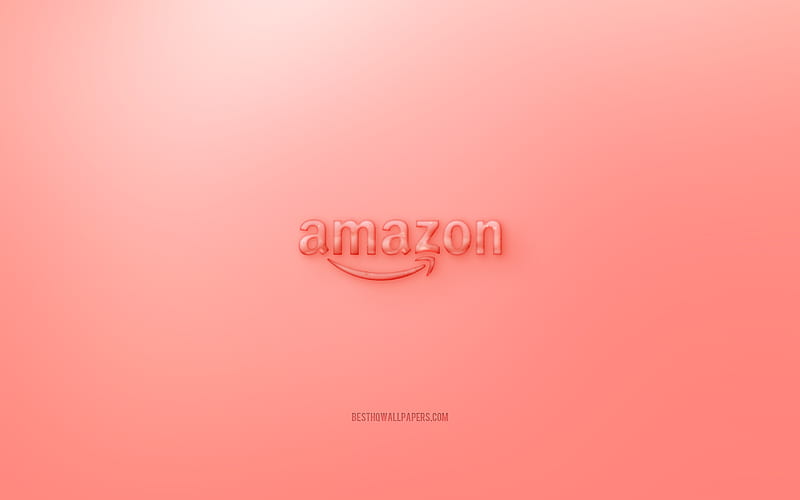 Amazon 3D logo, red background, Amazon jelly logo, Amazon emblem, creative 3D art, Amazon, HD wallpaper