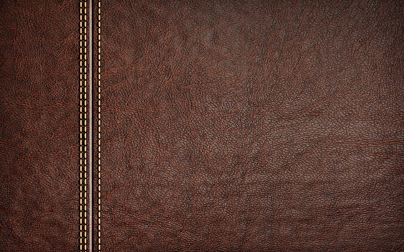 leather with stitching, macro, leather textures, brown leather texture, brown backgrounds, leather backgrounds, leather, HD wallpaper