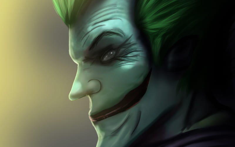 Joker, profile, artwork, anti-hero, smiling joker, creative, superheroes, antagonist, HD wallpaper