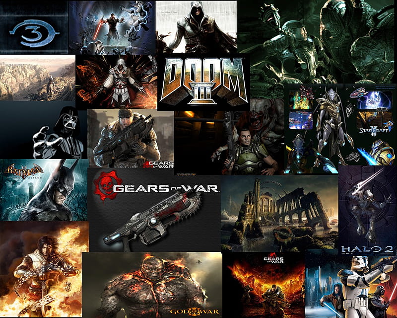 Videogamecollage, video games, collage, backgrounds, HD wallpaper