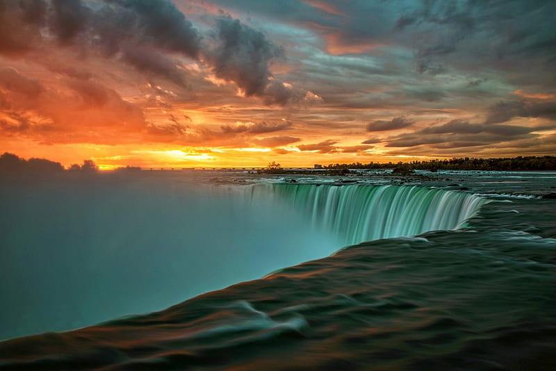 Sunrise over Niagara Falls, niagara, water, bonito, sunrise, sky, waterfalls, HD wallpaper
