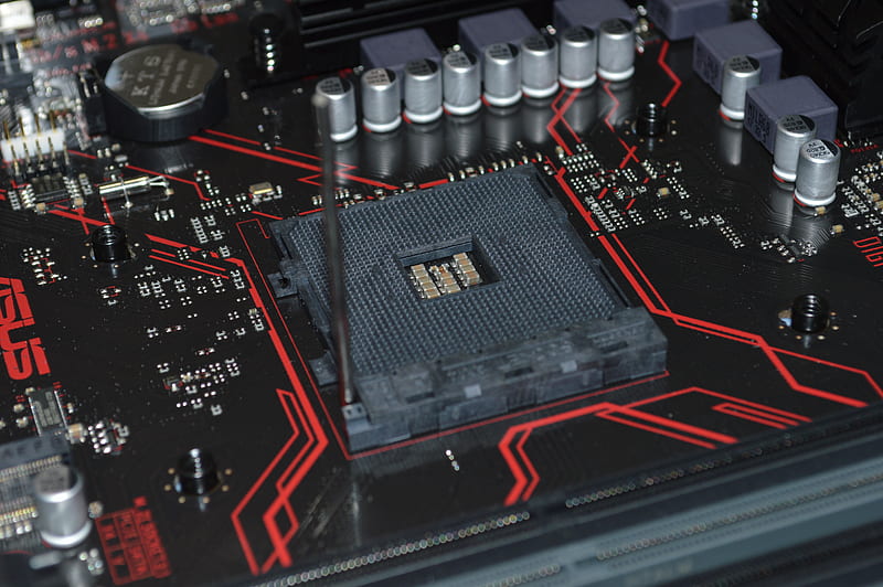 red and black computer motherboard, HD wallpaper