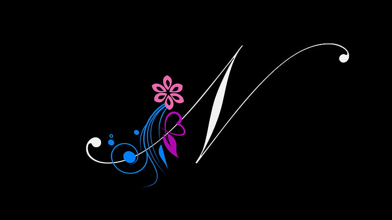 N Name White Letter Black Background N Name, HD wallpaper