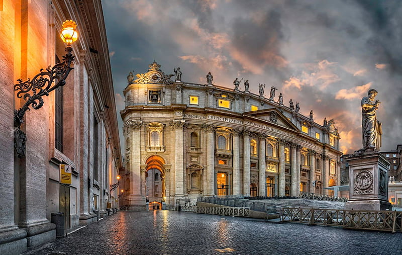 Rome, architecture, lanterns, Italia, Italy, religious, sky, Romna, clouds, city, splendor, nature, HD wallpaper