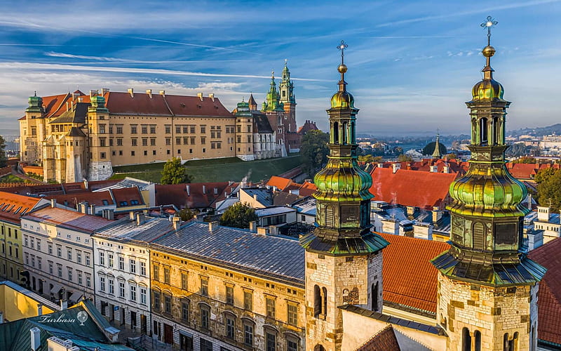 Old Krakow, Poland, castle, Wawel, city, Krakow, Poland, church, HD wallpaper