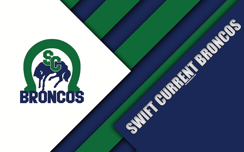 Swift Current Broncos, WHL Canadian Hockey Club, material design, logo, blue white abstraction, Swift Current, Saskatchewan, Canada, Western Hockey League, HD wallpaper