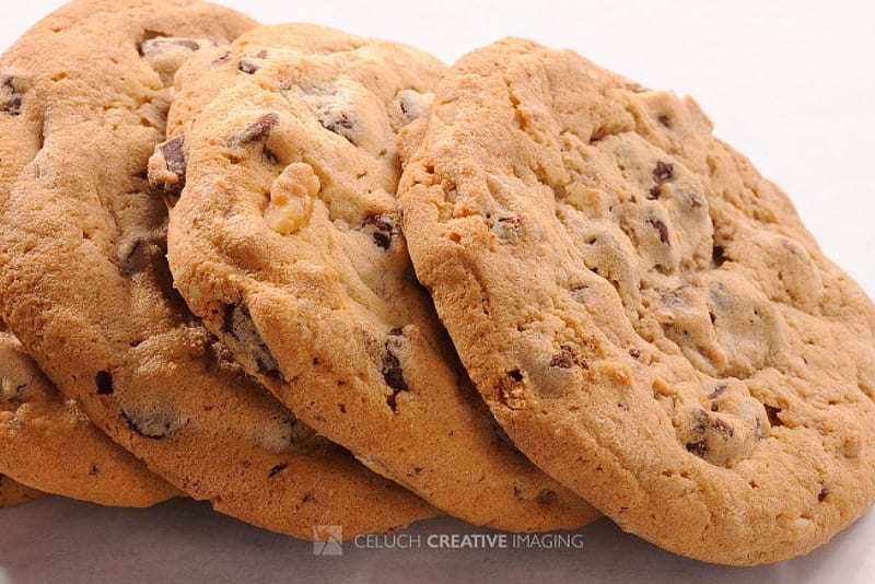 Chocolate Chip Cookies, round, cookies, brown, yummy, chocolate, chip, abstract, sweet, HD wallpaper