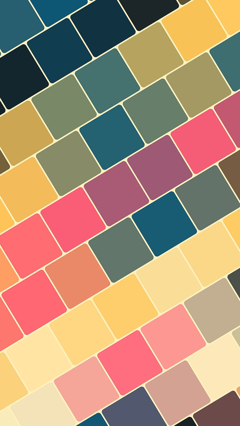Tile 1, abstraction, array, flat, pastel colors, pattern, rounded, small, squares, HD phone wallpaper