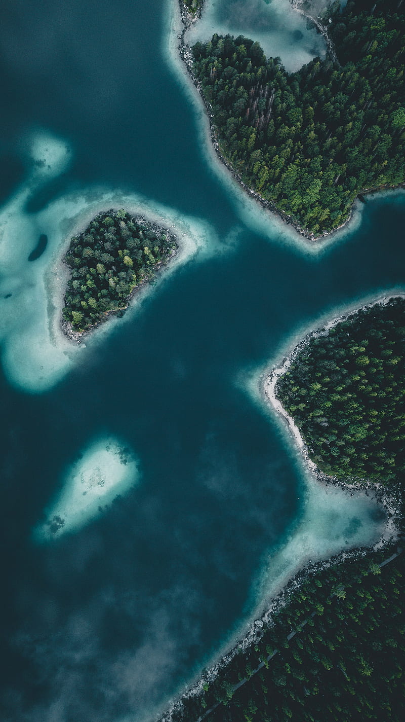 islands, aerial view, water, land, HD phone wallpaper