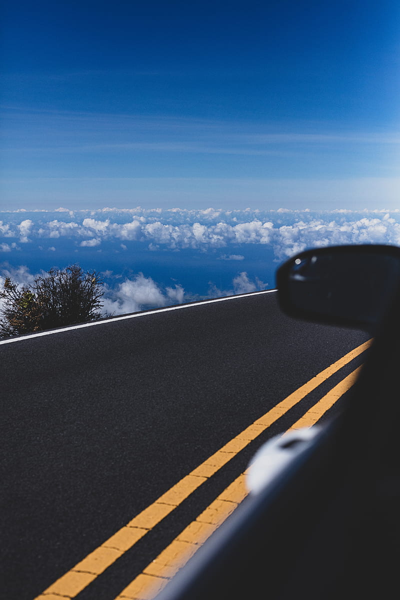 road, asphalt, clouds, horizon, overview, HD phone wallpaper