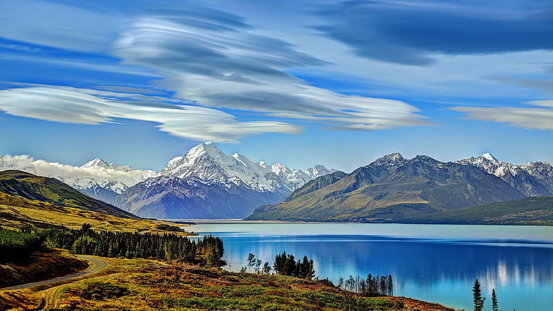 lake pukaki, summer, new zelandia, mountains, new zealand, HD wallpaper