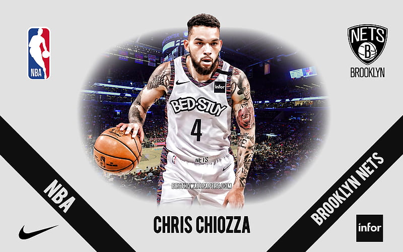Chris Chiozza, Brooklyn Nets, American Basketball Player, NBA, portrait, USA, basketball, Barclays Center, Brooklyn Nets logo, Christopher Xavier Chiozza, HD wallpaper