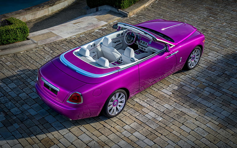 Rolls-Royce Phantom, 2018, Cabriolet, bright purple cabriolet, luxury cars, top view, HD wallpaper