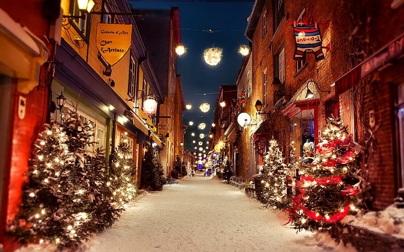 Christmas, graphy, snow, decoration, street, winter, HD wallpaper