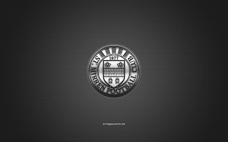 St Mirren FC, Scottish football club, Scottish Premiership, silver logo, gray carbon fiber background, football, Paisley, Scotland, St Mirren FC logo, HD wallpaper