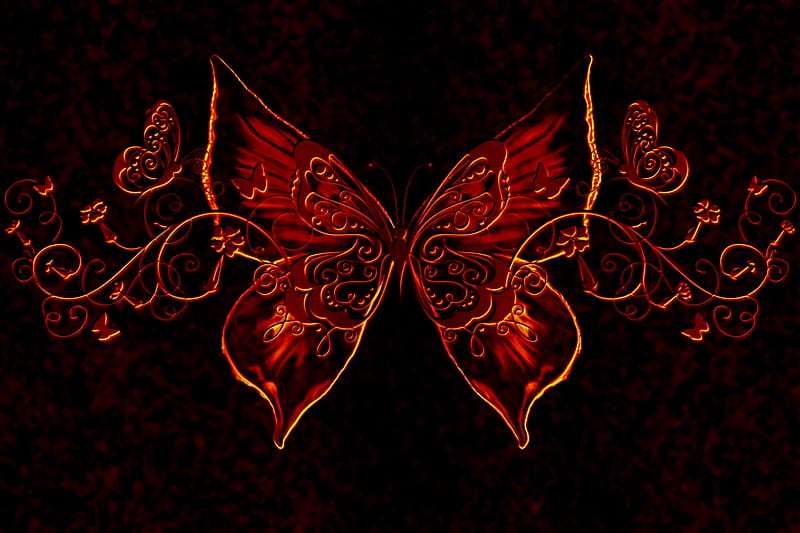 Flutter By, hop, Abstract, dark, Fire, Butterfly, HD wallpaper