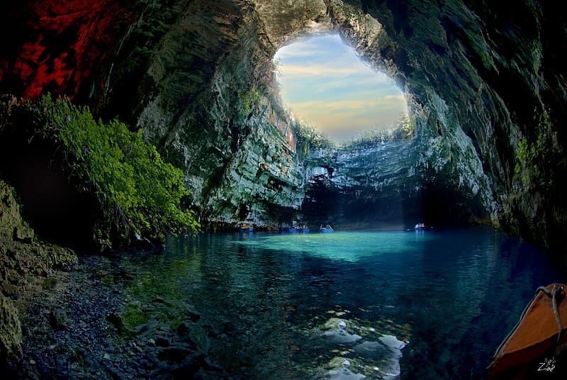 Caves Cliff Cave Sunlight Greece Melissani Cave Hd Wallpaper Peakpx