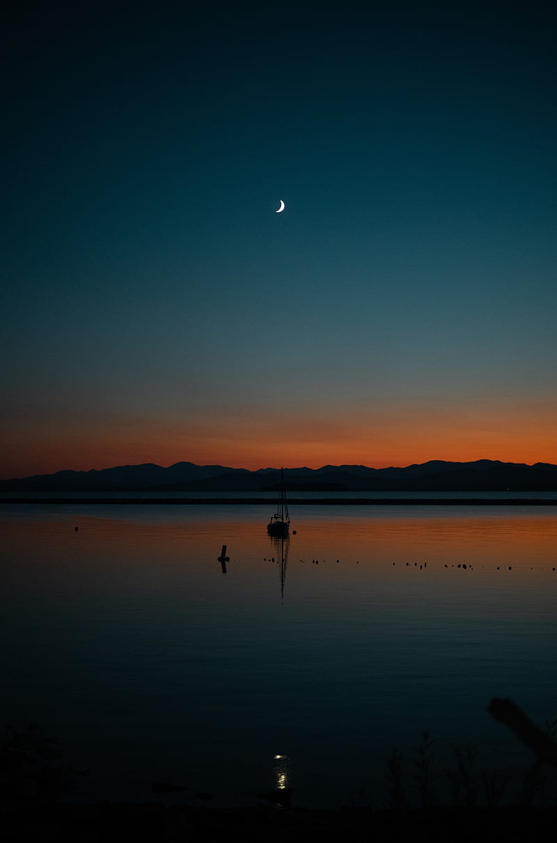 boat, sunset, sail, evening, HD phone wallpaper