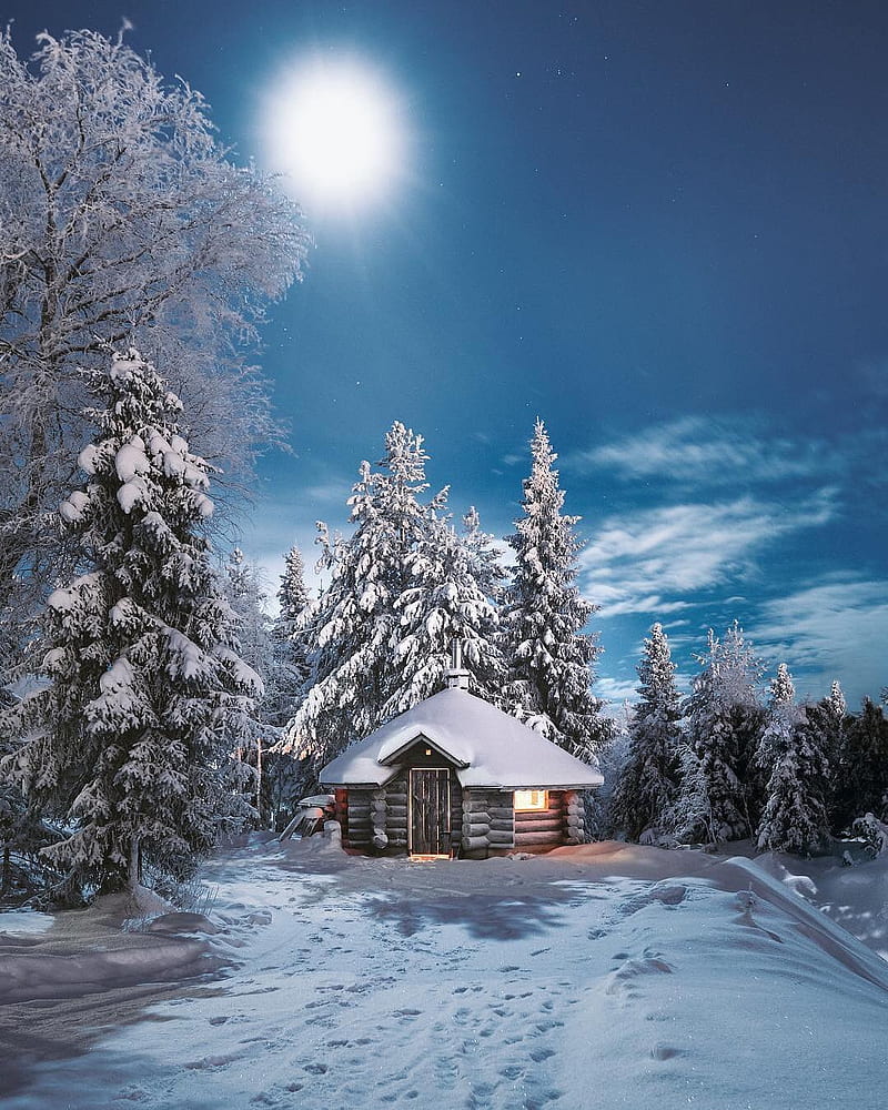 Frozen Finland, bon fire, r, home, landscape, nature, graphy, snow, travel, winter, HD phone wallpaper