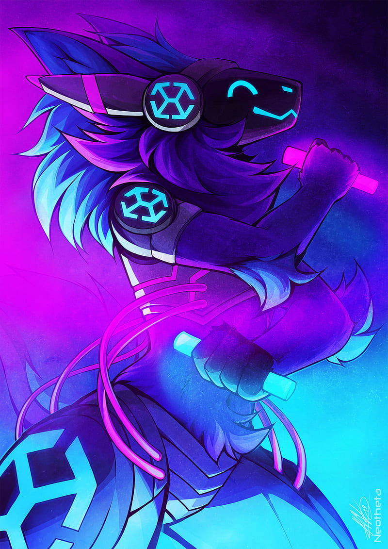 Colorful artwork of furry protogens