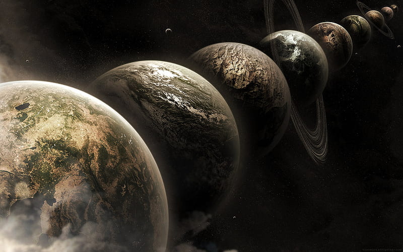 parallel universe, stars, planets, quality, space, black, parallel, moon, universe, dark, alien, earth, HD wallpaper