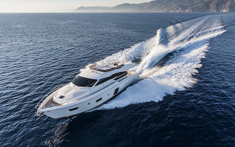 luxury white yacht, Mediterranean Sea, seascape, luxury boat, Italy, HD wallpaper