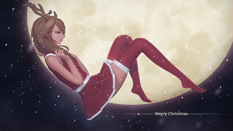 Anime, Christmas, Girl, Merry Christmas, HD wallpaper