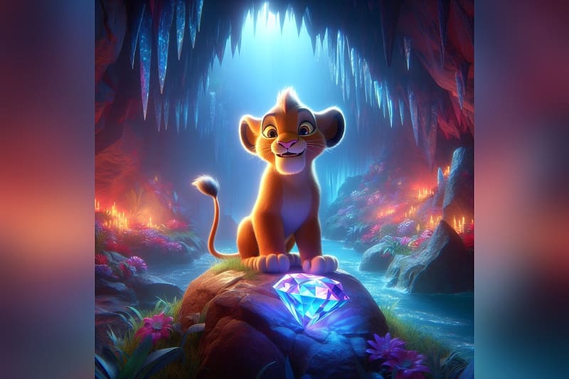 Simba in crystal cave, diamond, Lion, crystal, Simba, HD wallpaper