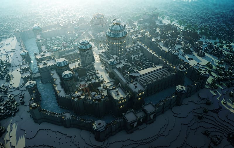 Minecraft, City, Building, Video Game, Castle, Mojang, HD wallpaper