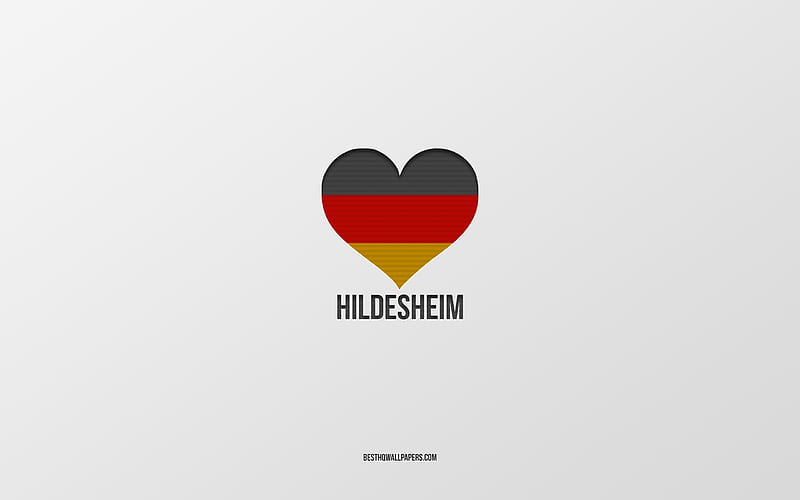 I Love Hildesheim, German cities, gray background, Germany, German flag heart, Hildesheim, favorite cities, Love Hildesheim, HD wallpaper