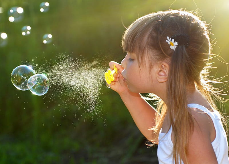 Blowing Bubbles, bubbles, blowing, abstract, girl, HD wallpaper