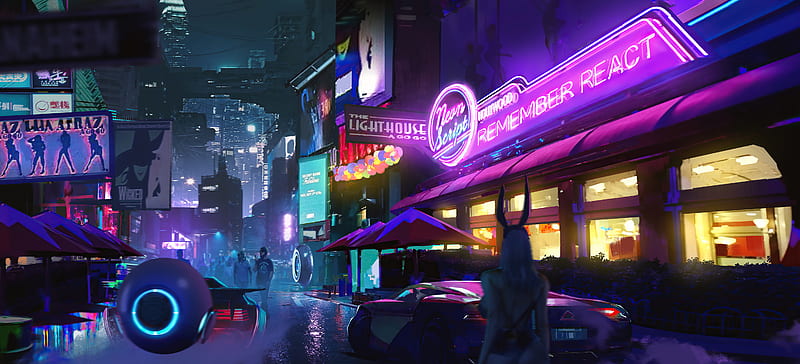 Colorful Neon City, neon, cyberpunk, artist, artwork, digital-art,  artstation, HD wallpaper