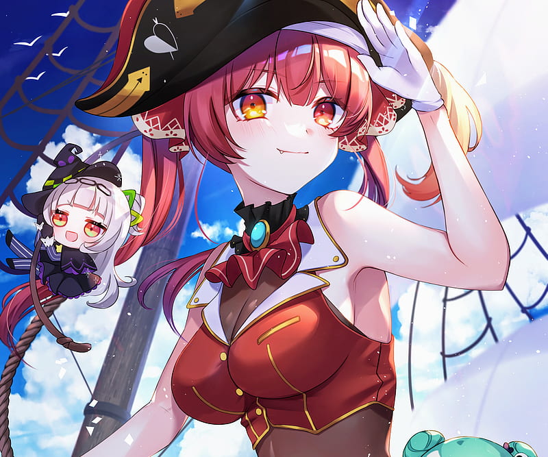 HD wallpaper: anime girls, Hololive, Houshou Marine, ship, pirate girl, hat  | Wallpaper Flare